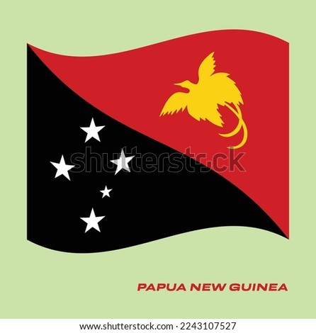 Flag of Papua New Guinea, Waving National flag of Papua New Guinea, National flag of Papua New Guinea vector illustration.