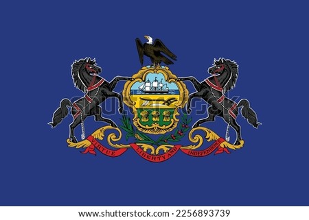 Flag of Pennsylvania, State of Pennsylvania Flag, Flag of USA state Pennsylvania Vector Illustration, State of Pennsylvania USA. United States. United States of America US.