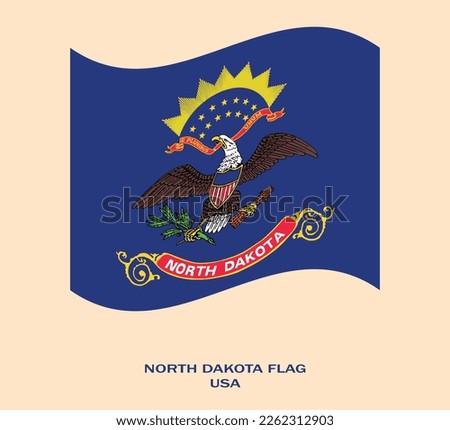 Flag of North Dakota , Flag of USA state North Dakota Vector Illustration,Waving flag of North Dakota, USA Flag of North Dakota vector illustration, USA.