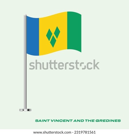 Flag of Saint Vincent and the Grenadines, Table Flag of Saint Vincent and the Grenadines, Vector Illustration, Wavy Table Flag of Saint Vincent and the Grenadines.