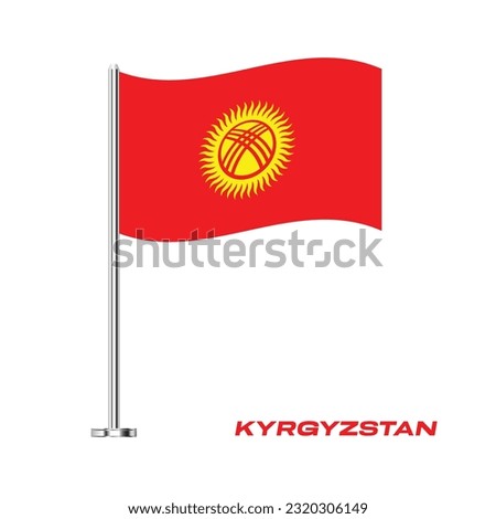 Flag of Kyrgyzstan, Table Flag of Kyrgyzstan, Vector Illustration, Wavy Table Flag of Kyrgyzstan.