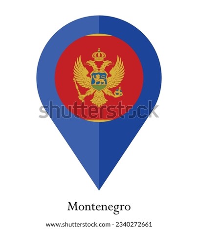 Flag of Montenegr , Flag of Montenegro  Map pointer icon. Vector illustration flag pointer.