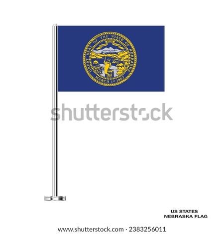Nebraska flag. Nebraska table flag on a white background. Nebraska  US state. The USA. Vector Illustration Flag of Nebraska .
