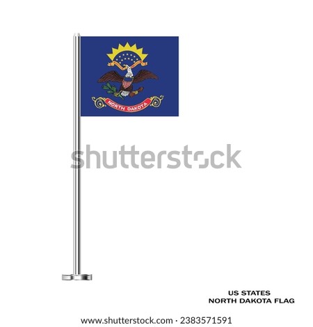 North Dakota flag. North Dakota table flag on a white background. North Dakota US state. The USA. Vector Illustration Flag of North Dakota.