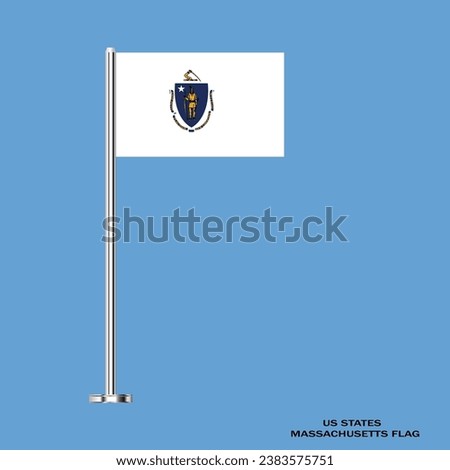 Massachusetts flag. Massachusetts table flag. Massachusetts US state. The USA. Vector Illustration Flag of Massachusetts.