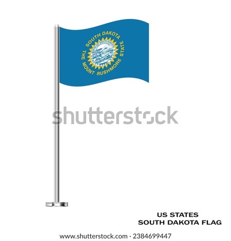 South Dakota flag. South Dakota table flag on a white background. South Dakota US state. USA South Dakota vector illustration flag.