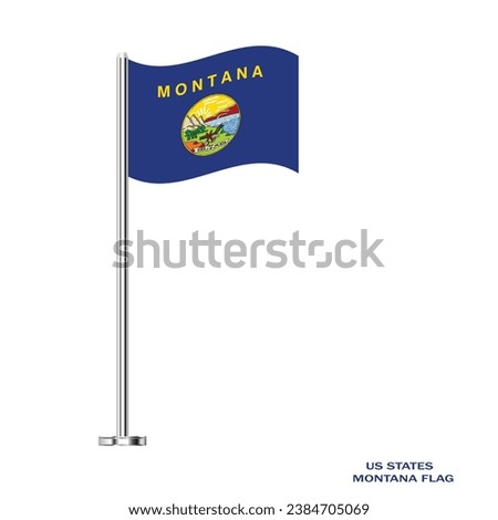 Montana flag. Montana table flag on a white background. Montana US state. USA Montana vector illustration flag.