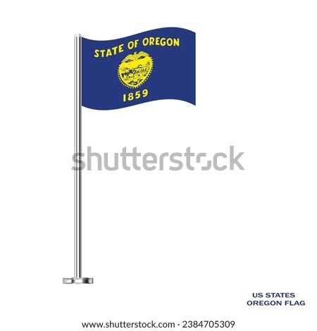 Oregon flag. Oregon table flag on a white background. Oregon US state. USA Oregon vector illustration flag.