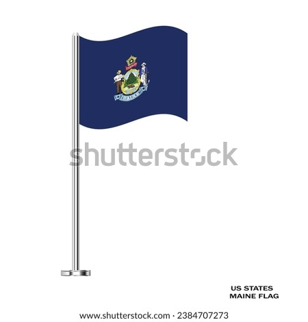 Maine flag. Maine table flag on a white background. Maine US state. USA Maine vector illustration flag.