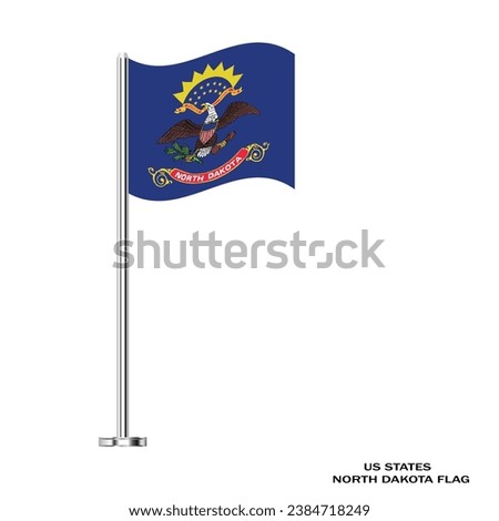 North Dakota flag. North Dakota table flag on a white background. North Dakota US state. USA North Dakota vector illustration flag.