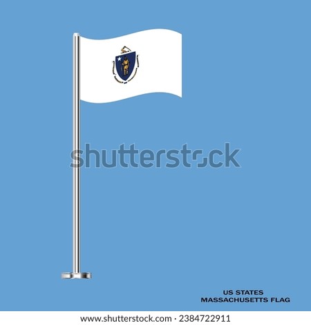 Massachusetts flag. Massachusetts table flag. Massachusetts US state. USA Massachusetts vector illustration flag.