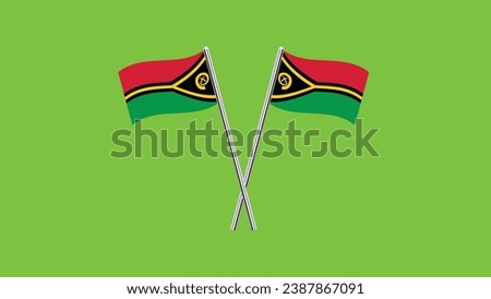 Flag of Vanuatu , Vanuatu  cross flag design. Design element for poster, card, banner, background. Vector Illustration of crossed Vanuatu flags. Vanuatu cross flag isolated on Green back.