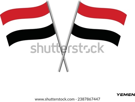 Flag of Yemen , Yemen cross flag design. Design element for poster, card, banner, background. Vector Illustration of crossed Yemen flags. Yemen cross flag isolated on white back