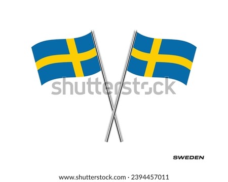 Flag of Sweden, Sweden cross flag design. Sweden cross flag isolated on white background. Vector Illustration of crossed Sweden flags.
