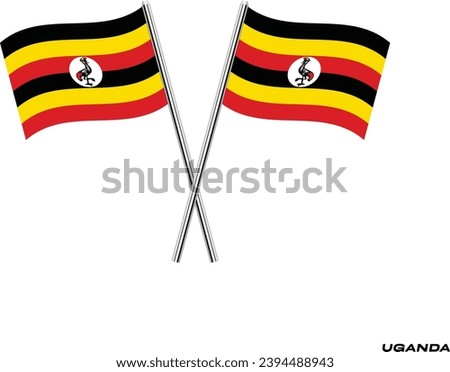 Flag of Uganda, Uganda cross flag design. Uganda cross flag isolated on white background. Vector Illustration of crossed Uganda flags.