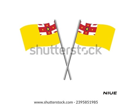 Flag of Niue, Niue cross flag design. Niue cross flag isolated on white background. Vector Illustration of crossed Niue flags.