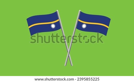 Flag of Nauru, Nauru cross flag design. Nauru cross flag isolated on Green background. Vector Illustration of crossed Nauru flags.