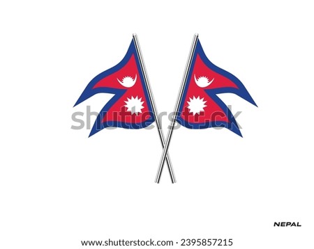Flag of Nepal, Nepal cross flag design. Nepal cross flag isolated on white background. Vector Illustration of crossed Nepal flags.