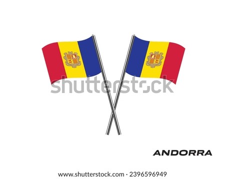 Flag of andorra, andorra cross flag design. andorra cross flag isolated on white background. Vector Illustration of crossed andorra flags.