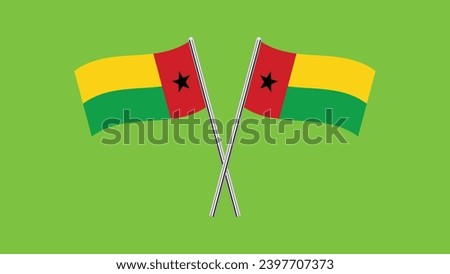 Flag of Guinea-Bissau, Guinea-Bissau cross flag design. Guinea-Bissau cross flag isolated on green background. Vector Illustration of crossed Guinea-Bissau flags.