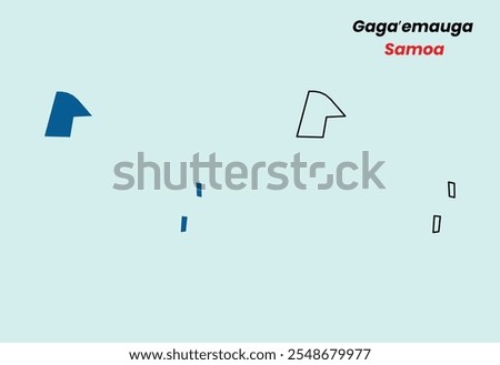 Map of Gagaʻemauga , Map of Gagaʻemauga , with fill colour and outline, Map of Samoa state Gagaʻemauga , Vector Illustration, Samoa.
