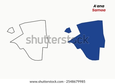 Map of A’ana , Map of A’ana , with fill colour and outline, Map of Samoa state A’ana , Vector Illustration, Samoa.
