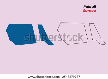 Map of Palauli, Map of Palauli, with fill colour and outline, Map of Samoa state Palauli, Vector Illustration, Samoa.
