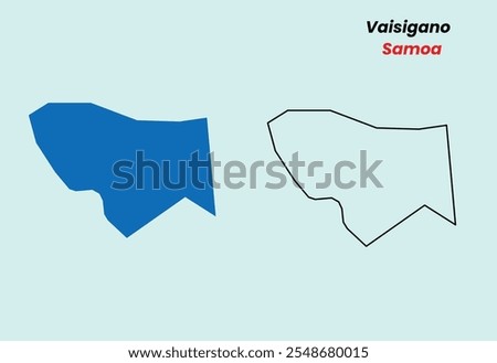 Map of Vaisigano , Map of Vaisigano with fill colour and outline, Map of Samoa state Vaisigano, Vector Illustration, Samoa.
