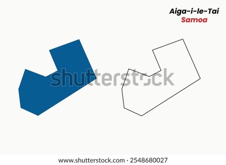 Map of Aiga-i-le-Tai , Map of Aiga-i-le-Tai , with fill colour and outline, Map of Samoa state Aiga-i-le-Tai , Vector Illustration, Samoa.
