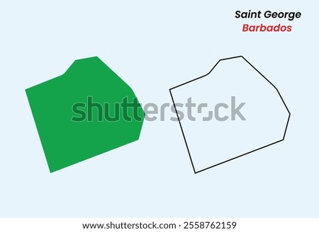 Map of Saint George, Map of Saint George with an outline and fill, Map of Barbados state Saint George, Vector Illustration, Barbados .