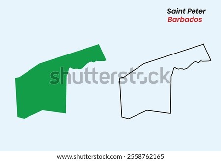 Map of Saint Peter, Map of Saint Peter with an outline fill, Map of Barbados state Saint Peter, Vector Illustration, Barbados .