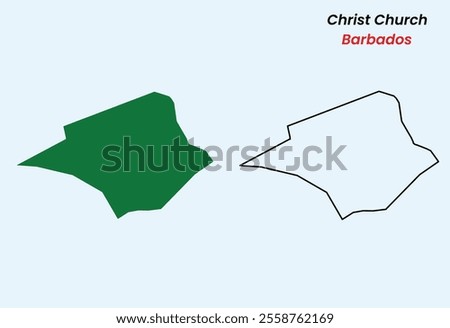 Map of Christ Church, Map of Christ Church with fill colour and an outline, Map of Barbados state Christ Church, Vector Illustration, Barbados.