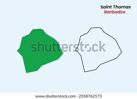 Map of Saint Thomas, Map of Saint Thomas with an outline and fill, Map of Barbados state Saint Thomas, Vector Illustration, Barbados .