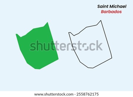 Map of Saint Michael, Map of Saint Michael with fill colour, Map of Barbados state Saint Michael, Vector Illustration, Barbados.
