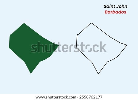 Map of Saint John, Map of Saint John with an outline and fill, Map of Barbados state Saint John, Vector Illustration, Barbados.