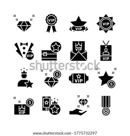 VIP glyph icon set , Royalty program icon collection