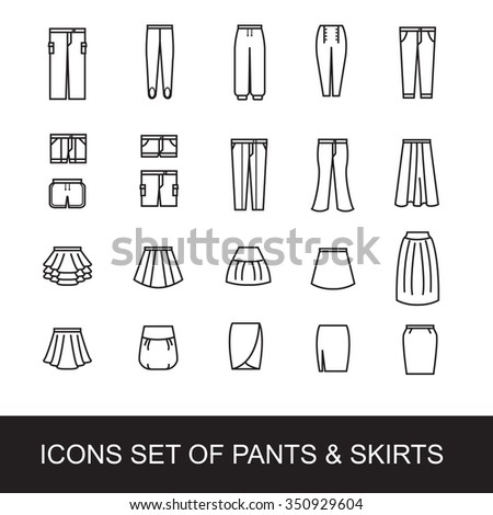 icons set of pants and skirts
