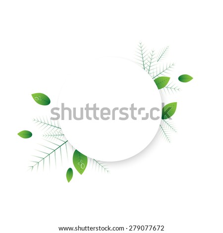white frame for text surrounded by green fresh succulent leaves with drops of dew