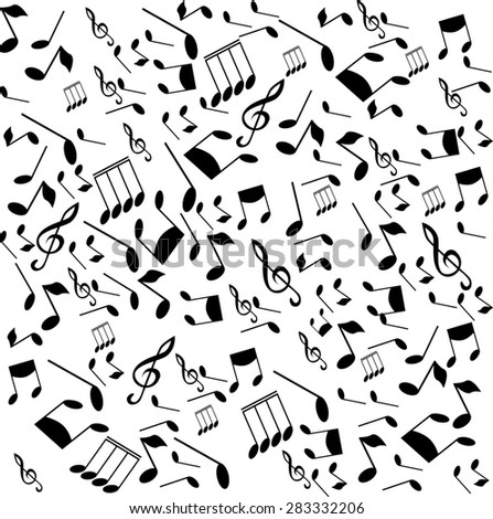 black musical notes on a white background
