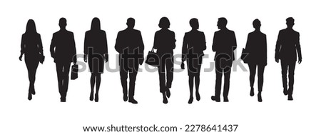 Similar – Image, Stock Photo Human silhouettes in front of a geometric facade reflected in a glass pane | Order in chaos