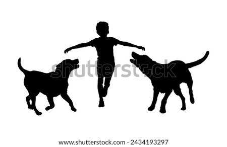 Similar – Image, Stock Photo Child with two dogs Pet