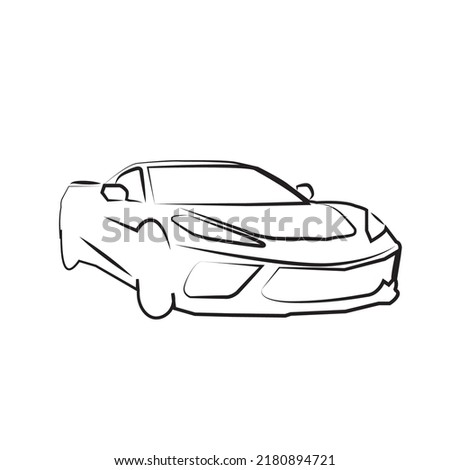 racing car sketch with curved lines