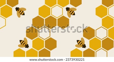 Abstract beehive honeycomb and bees on white background vector illustration.