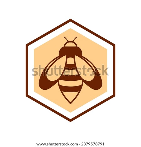 Bee and honeycomb icon vector isolated on white background. Bee logo design.