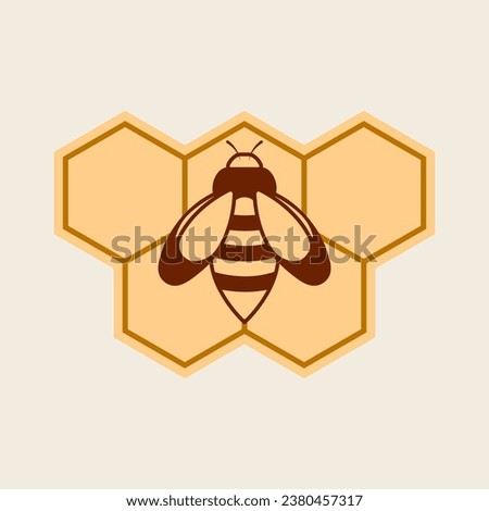 Bee and honeycomb icon vector isolated on white background. Bee logo design.