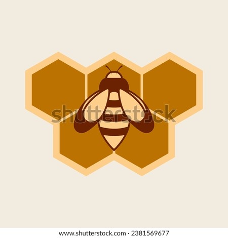 Bee and honeycomb icon vector isolated on white background. Bee logo design.