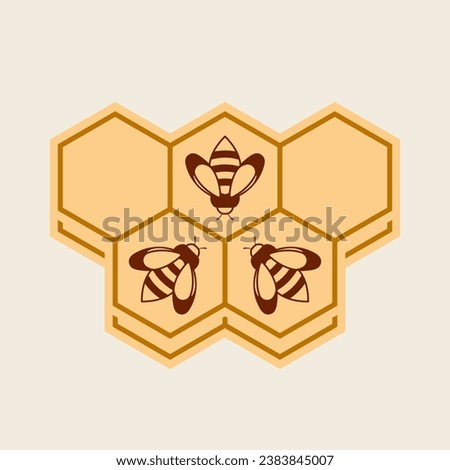 Bee and honeycomb icon vector isolated on white background. Bee logo design.