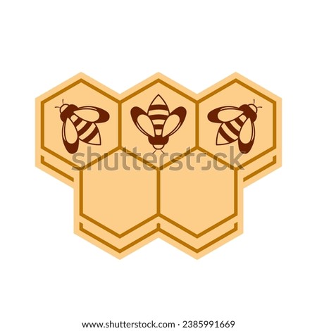 Bee and honeycomb icon vector isolated on white background. Bee logo design.