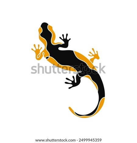 Silhouette of reptile, salamander, gecko, lizard isolated on white background.