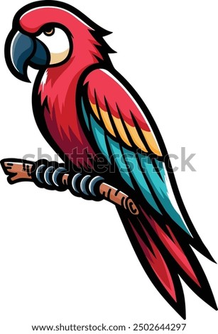 Cute Parrot Cartoon Mascot Illustration 